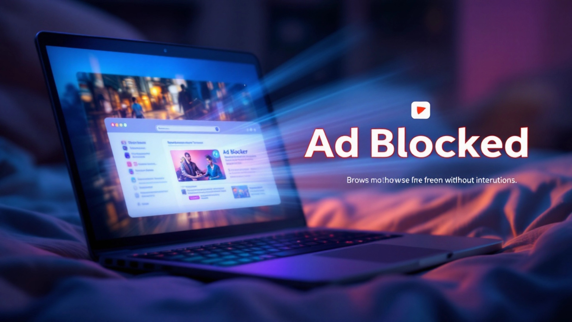 Ordenador portatil mostrando en su pantalla un ad-blocker