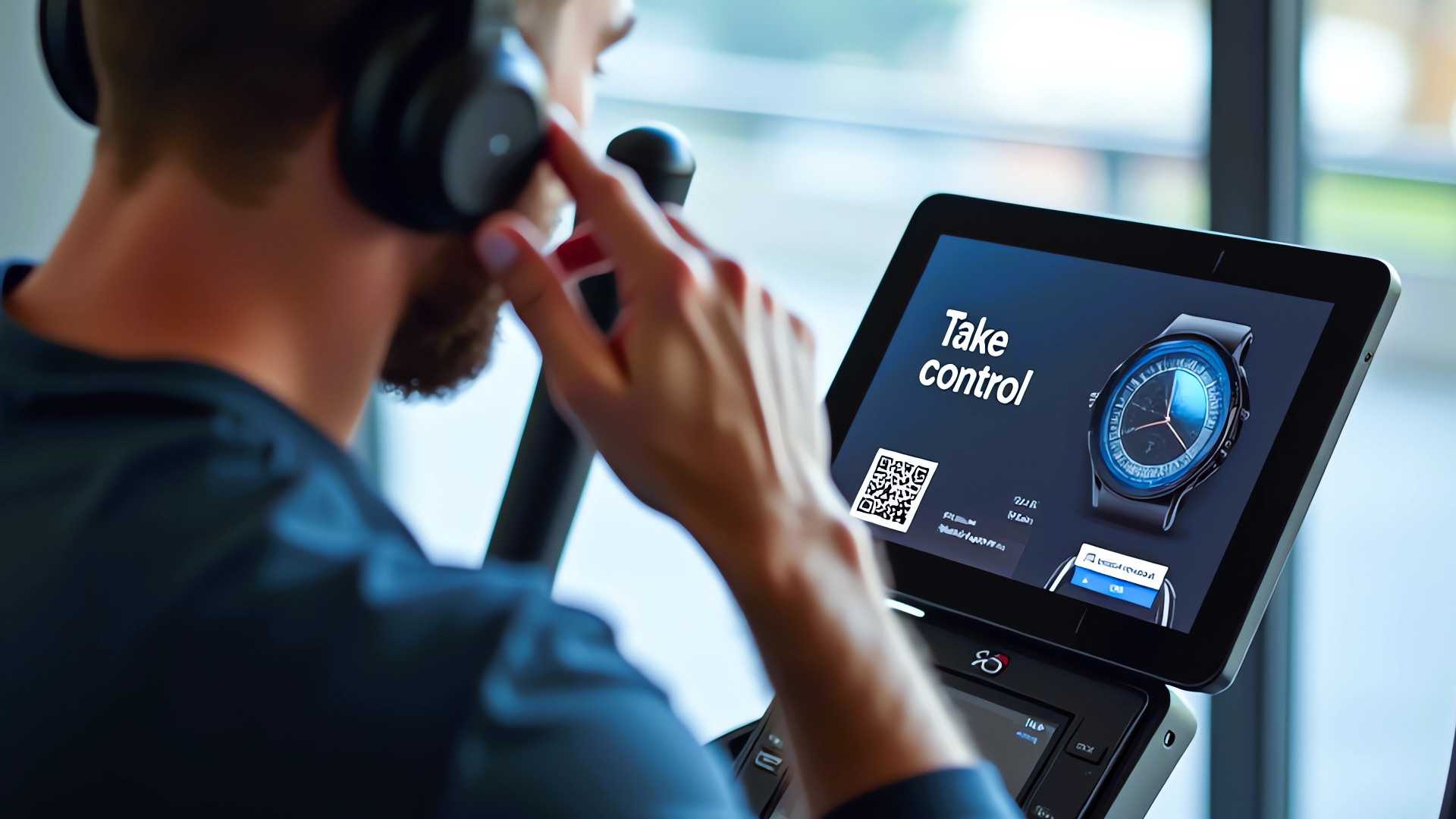 Un usuario de un gimnasio asociado a WellNets ejercitándose en una máquina de cardio